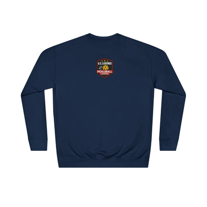 The Del Rays/US Legends Pickleball league on small back - High End Unisex Crew 60/40