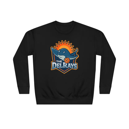 The Del Rays/US Legends Pickleball league on small back - High End Unisex Crew 60/40