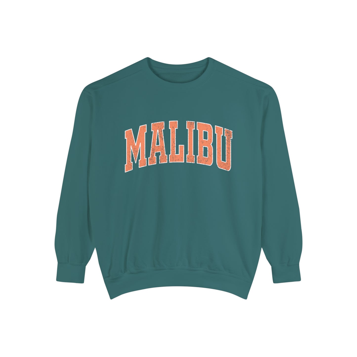 Malibu Crew Sweatshirt - Distressed Orange Logo - Comfort Colors