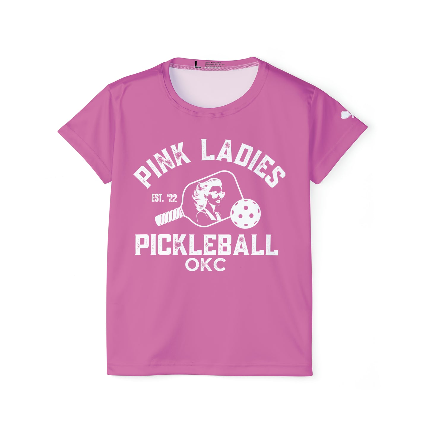 New Lady Face w/ sleeve name added (not Sport Tek) - Pink Ladies Pickleball Women's Sports Jersey - Customized