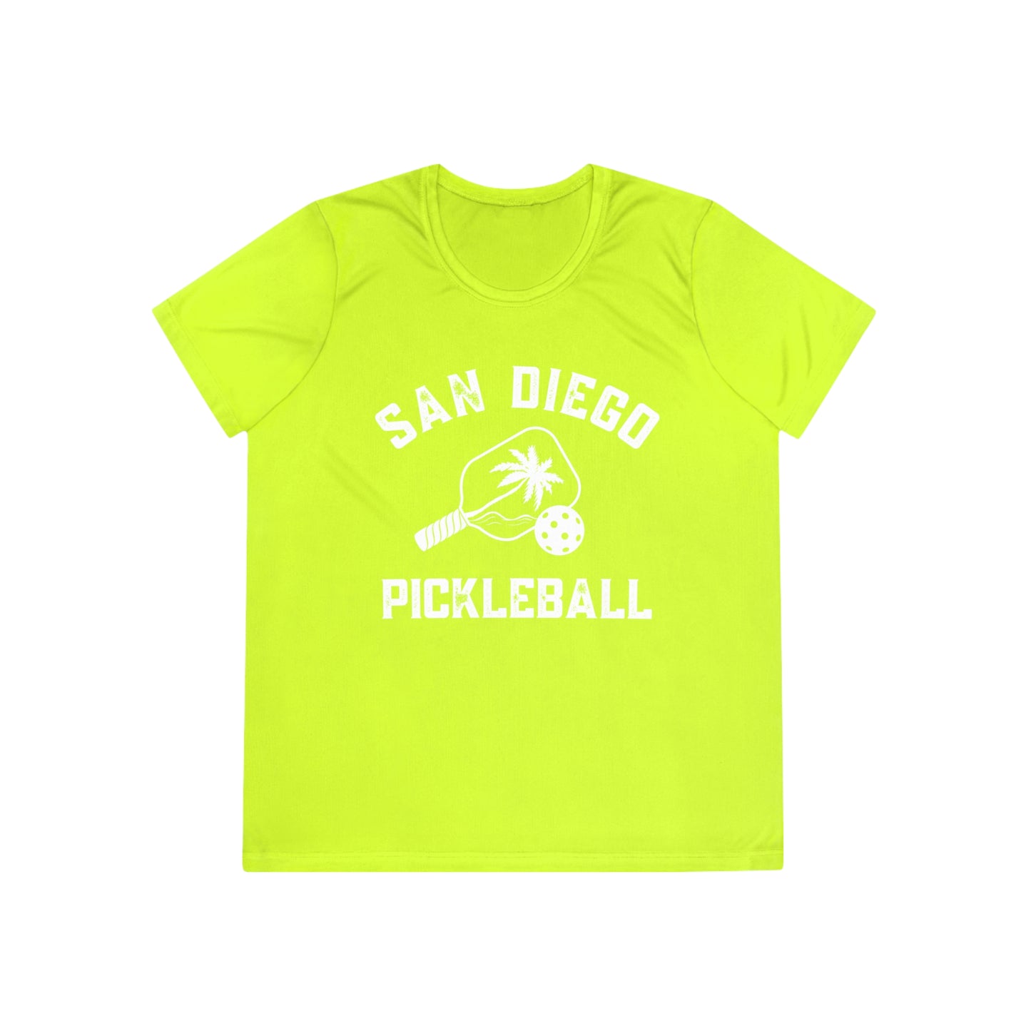 San Diego Pickleball (No 2 set colors)- Moisture Wicking, SPF 40, Shirt Sleeve Ladies Competitor Tee