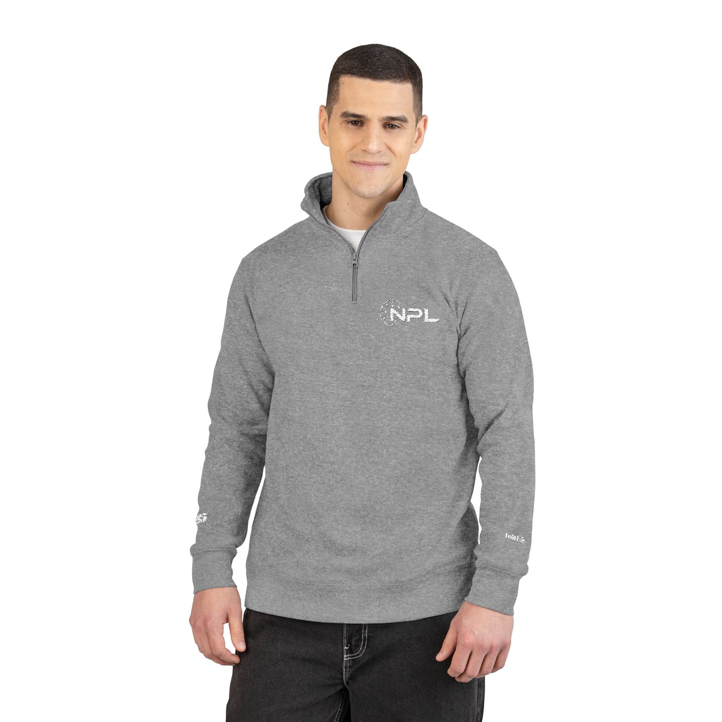 NPL National Pickleball League  or your logo -- embroidered 4 sides  1/4 zip sweatshirt, Unisex Fleece- personalize cuffs