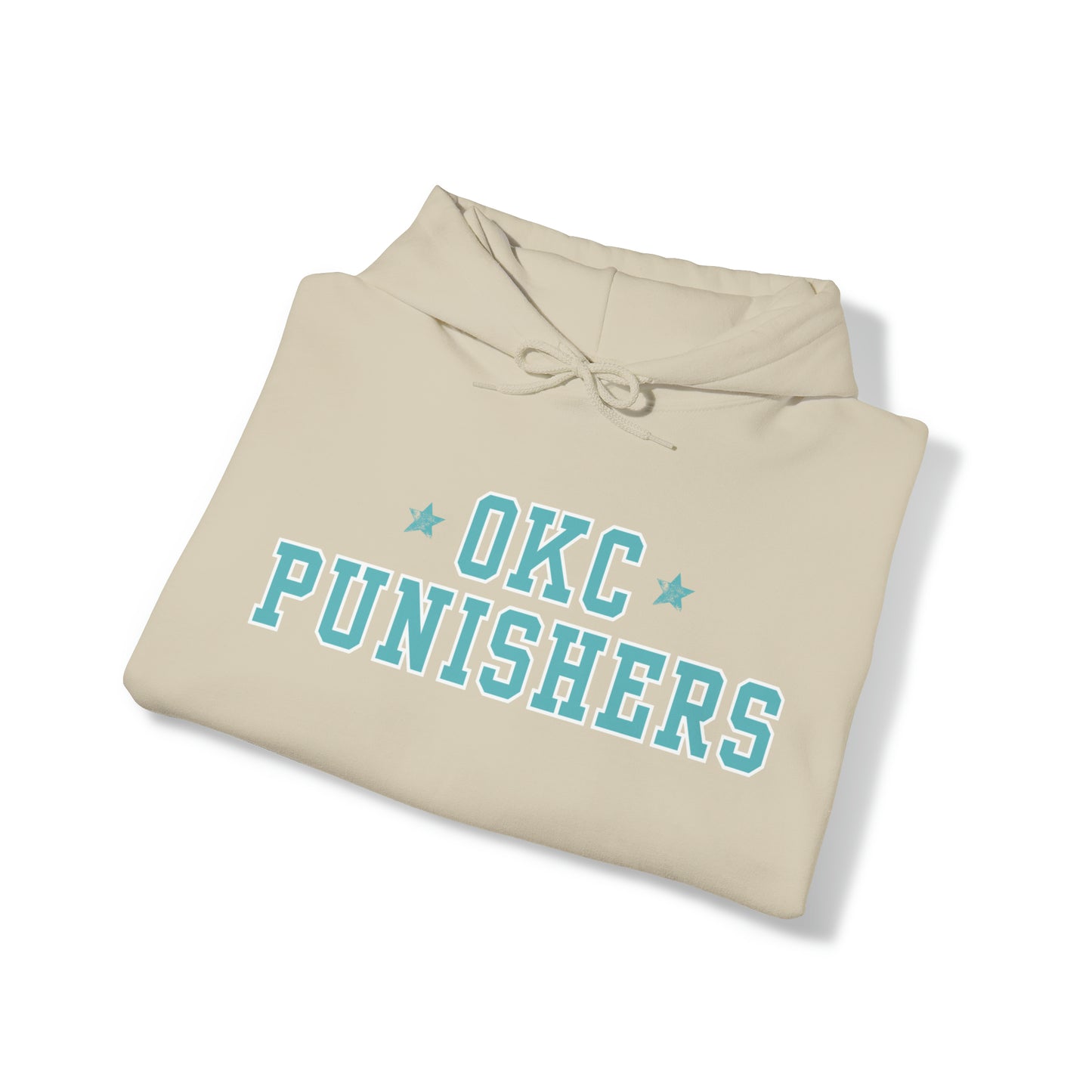 OKC Punishers Hoodie w/ Stars Turquoise Letters - add name sleeve or back