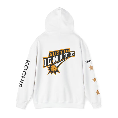 Kochis White w/ Stars -Austin Ignite NPL Team Hoodie (script sleeve = Bringin’ in heat) Customize back