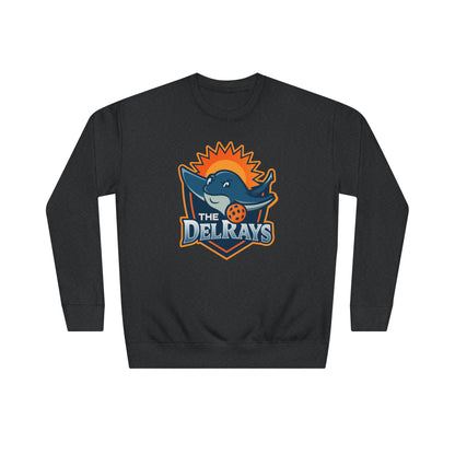 The Del Rays/US Legends Pickleball league on small back - High End Unisex Crew 60/40