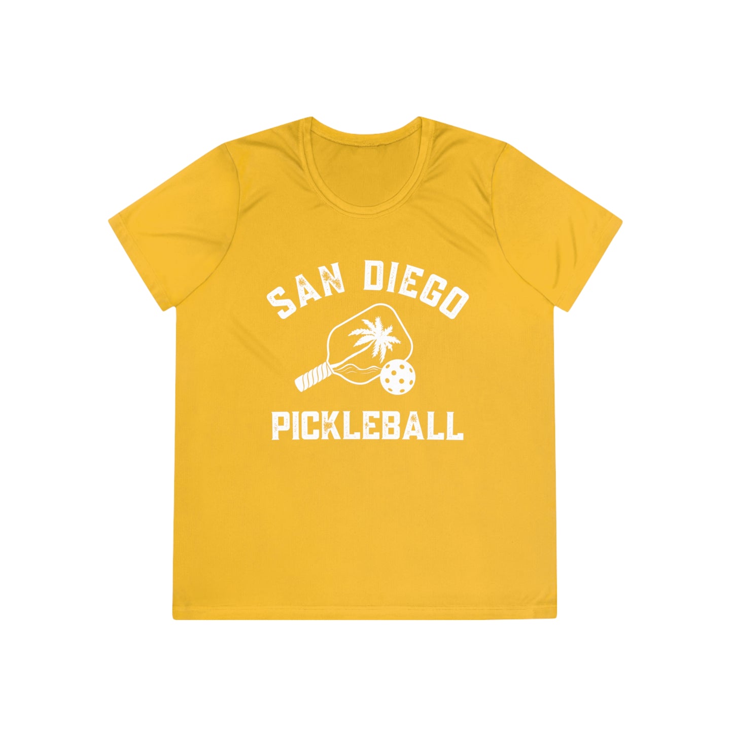 San Diego Pickleball (No 2 set colors)- Moisture Wicking, SPF 40, Shirt Sleeve Ladies Competitor Tee