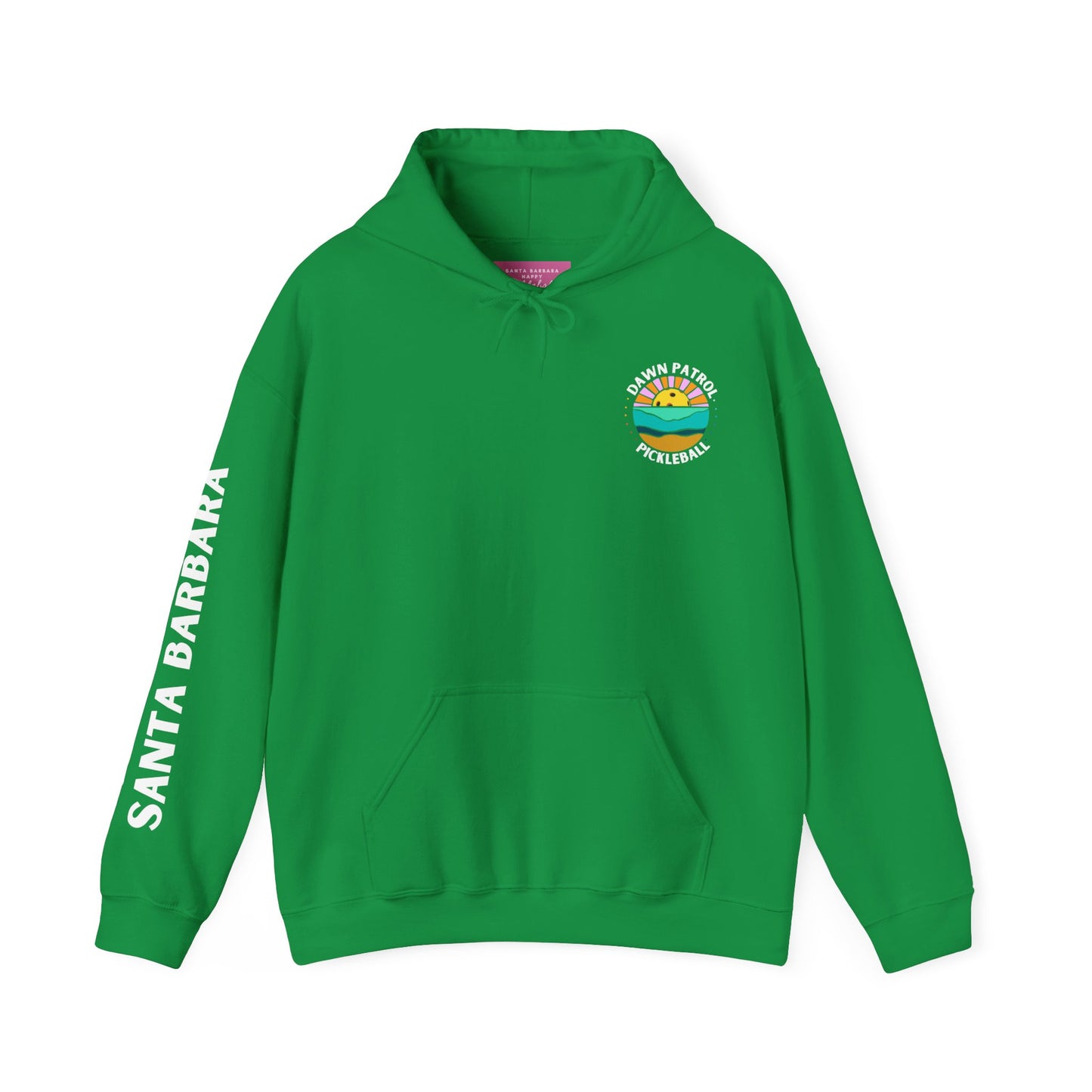 Dawn Patrol Hoodie (same logo front & back) - Santa Barbara sleeve