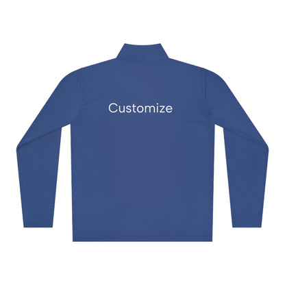 Customize my Ladie’s Moisture Wicking SPF 40 - 1/4 Zip Unisex. Add name to back