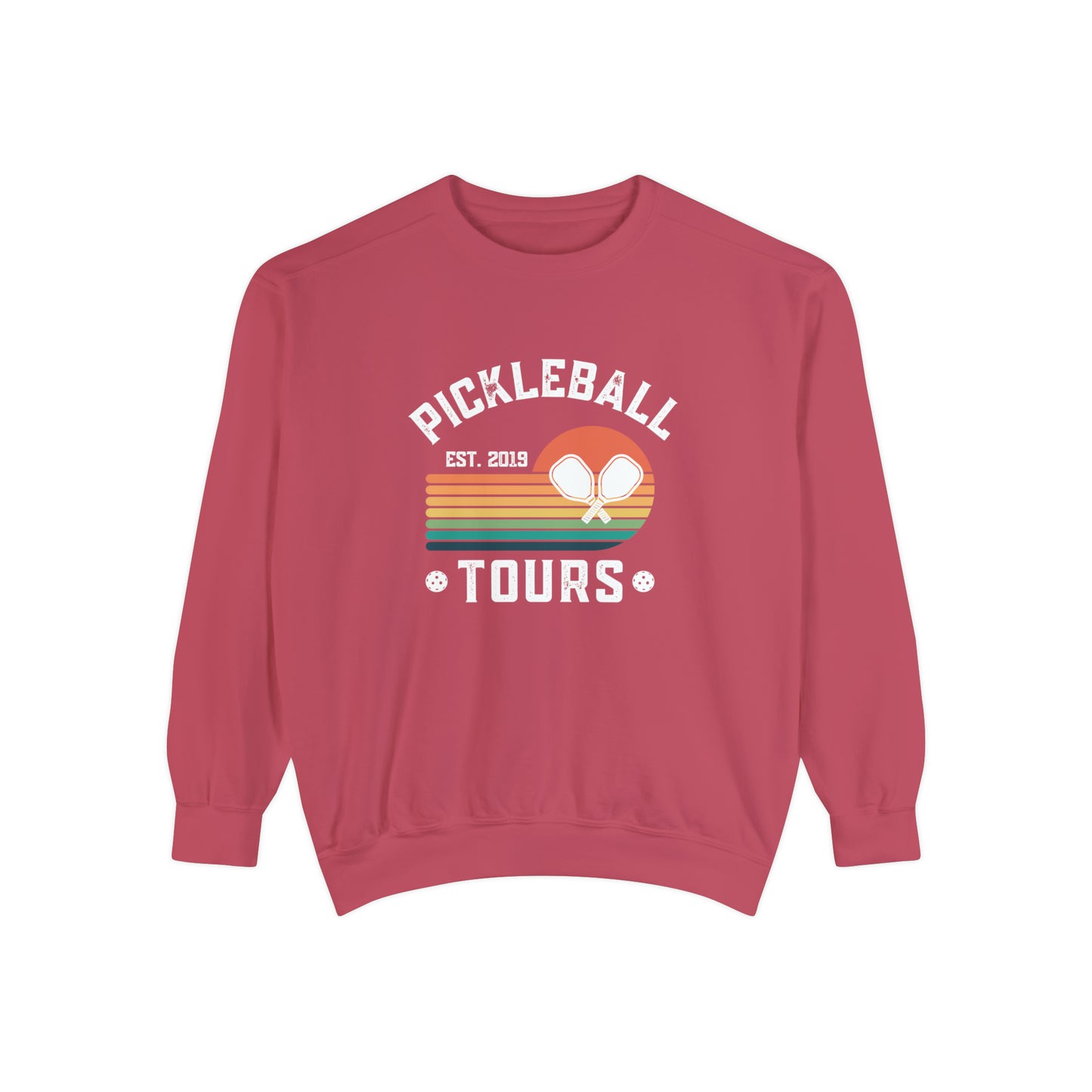 Pickleball Tours Crew - Unisex Garment-Dyed Sweatshirt