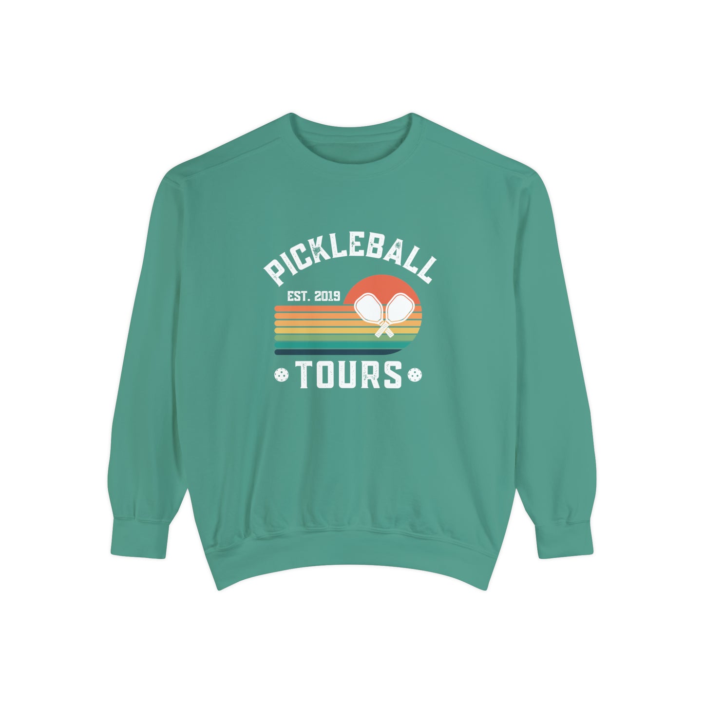 Pickleball Tours Crew - Unisex Garment-Dyed Sweatshirt