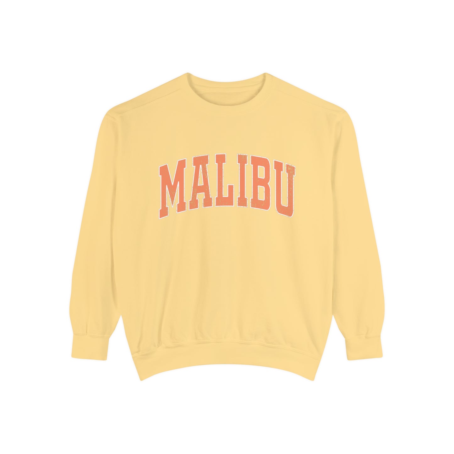 Malibu Crew Sweatshirt - Distressed Orange Logo - Comfort Colors