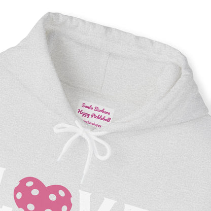 Del Webb  Pickleball LOVE Hoodie - 3 pickleball hearts sleeve - can customize sleeves & back - add in notes