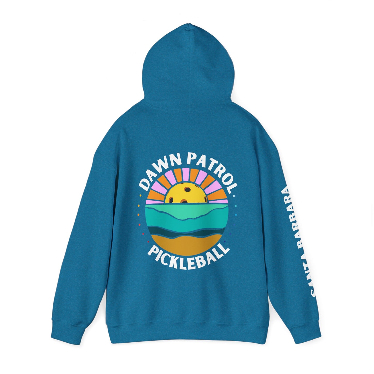 Dawn Patrol Hoodie (same logo front & back) - Santa Barbara sleeve