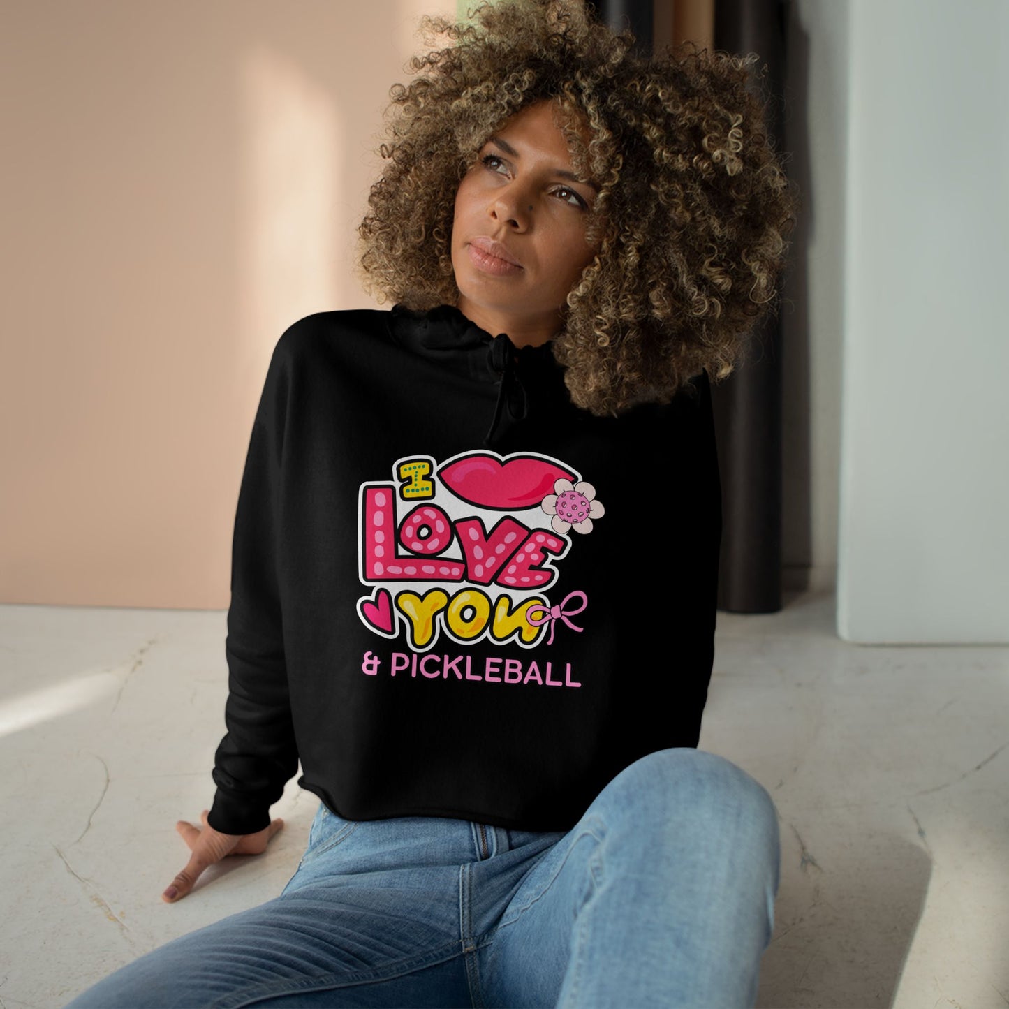 I love you & Pickleball - Crop Hoodie