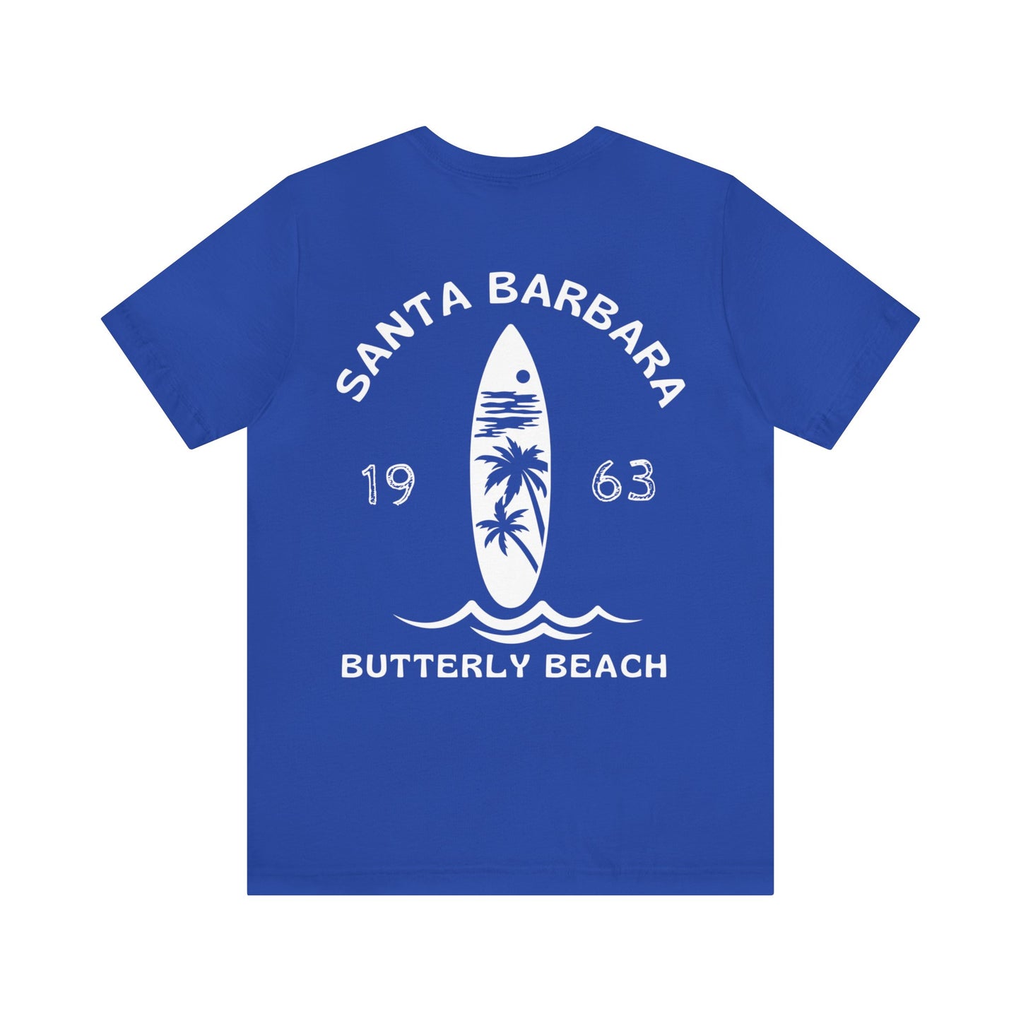 Butterfly Beach (Palm Tree Back) Unisex Tshirt- 100% airline/ringspun cotton