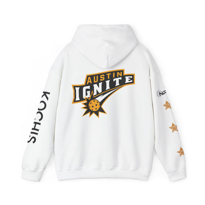 Kochis White w/ Stars -Austin Ignite NPL Team Hoodie (script sleeve = Bringin’ in heat) Customize back