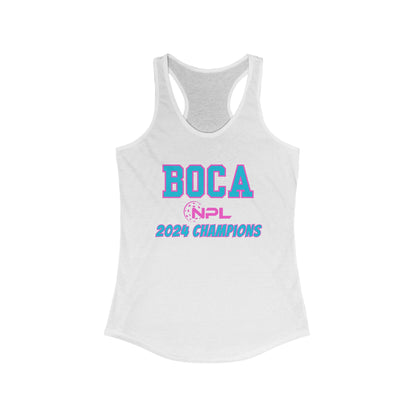 BOCA NPL ‘24 Champions - Women's Ideal Racerback Tank, Player’s names on back