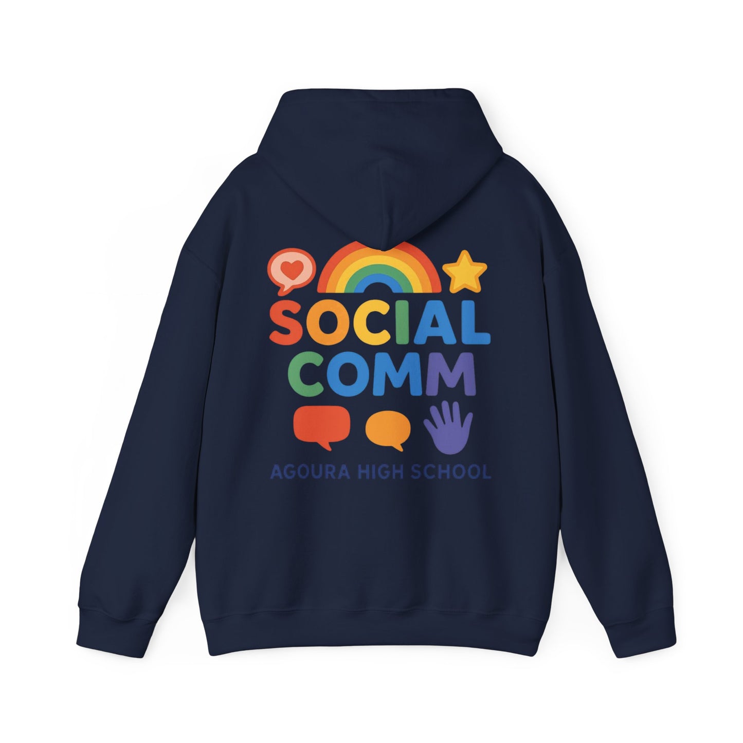 SOCIAL COMM Unisex Hoodies 50/50 blend Gilden 2 sided print