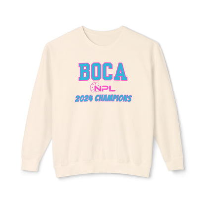 BOCA NPL ‘24 Unisex Lightweight Garment Dyed Crew. Player’s names back. Can add name to sleeves