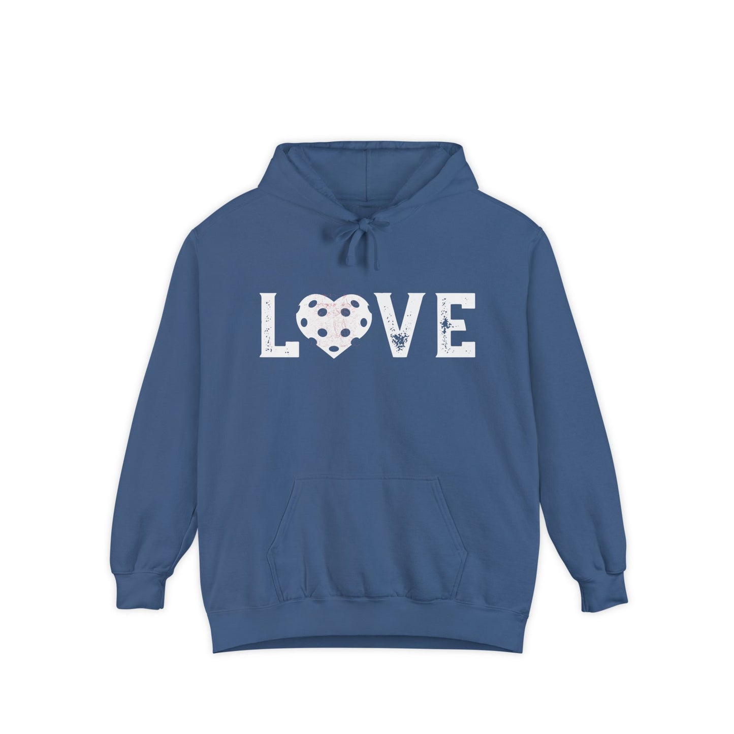 LOVE Garment Dyed Hoodie Unisex - can add name back no sleeve names