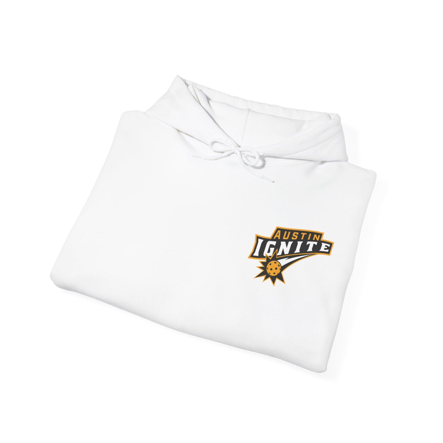 White w/ Stars -Austin Ignite NPL Team Hoodie (script sleeve = Bringin’ in heat) Customize back