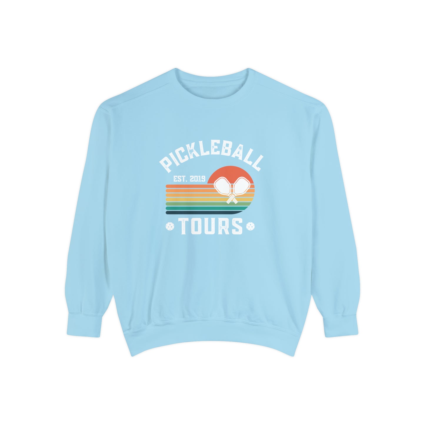 Pickleball Tours Crew - Unisex Garment-Dyed Sweatshirt