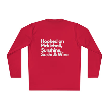 Hooked on Pickleball, Sunshine & Sushi- Unisex moisture wicking  Lightweight Long Sleeve Tee spf 40