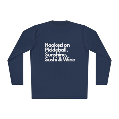 Hooked on Pickleball, Sunshine & Sushi- Unisex moisture wicking  Lightweight Long Sleeve Tee spf 40
