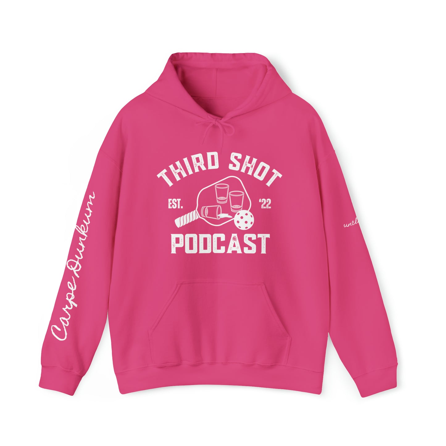 Third Shot Podcast CUSTOMIZE ME Hoodie - (sleeves and back)