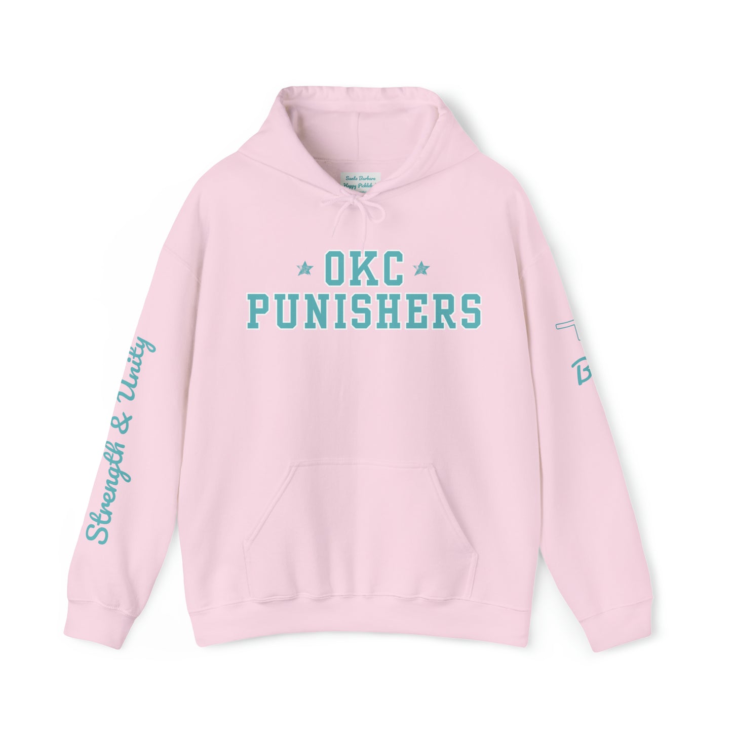 OKC Punishers Hoodie w/ Stars Turquoise Letters - add name sleeve or back
