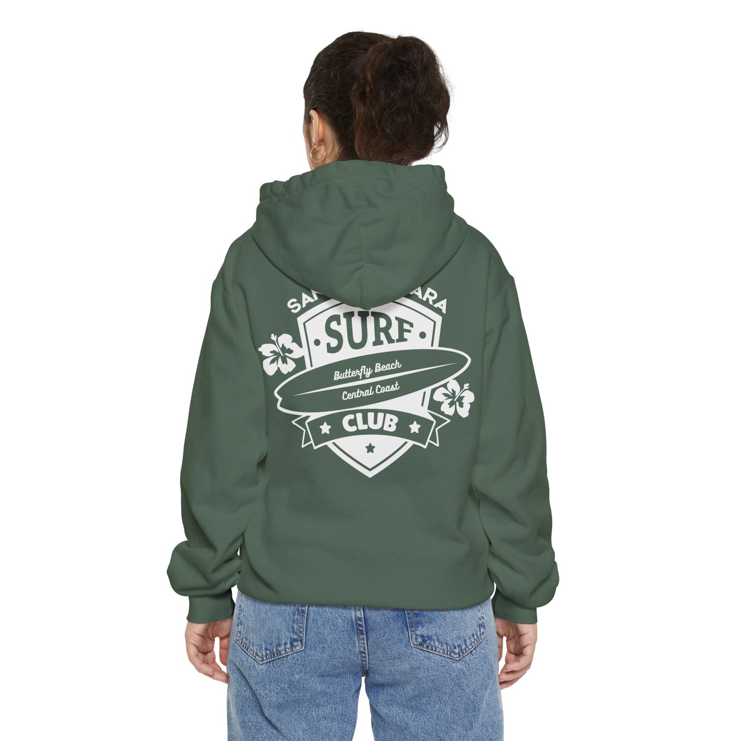 SURF CLUB UNISEX Garment Dyed HOODIE - Santa Barbara Butterfly Beach or customize your own beach