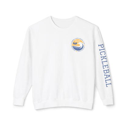SWELL Pickleball White Garment Dyed -Unisex Lightweight Crew - Pickleball on sleeve (can add your name or words)