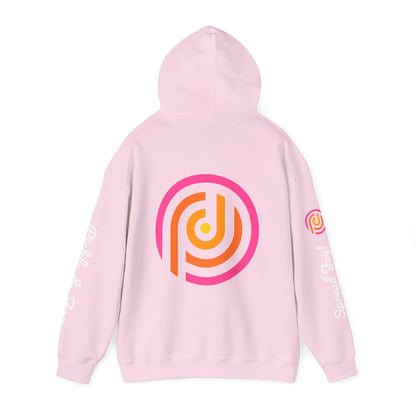 Pink Retro  Hoodie - customize sleeves.  Can add your own logo, and name 3 sides words