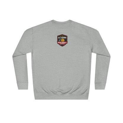 The Del Rays/US Legends Pickleball league on small back - High End Unisex Crew 60/40