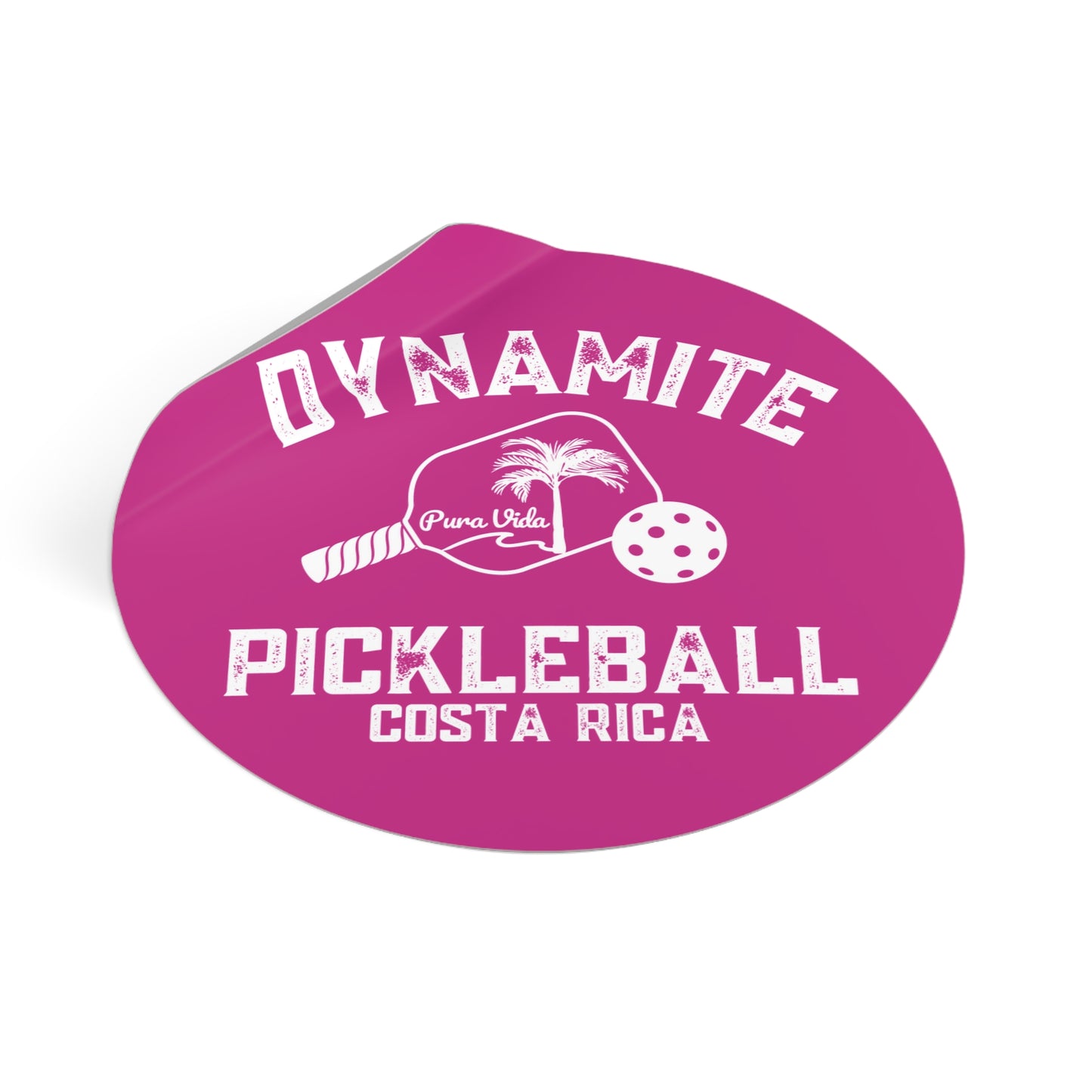 Pura Vida Dynamite Pickleball Round Vinyl Stickers