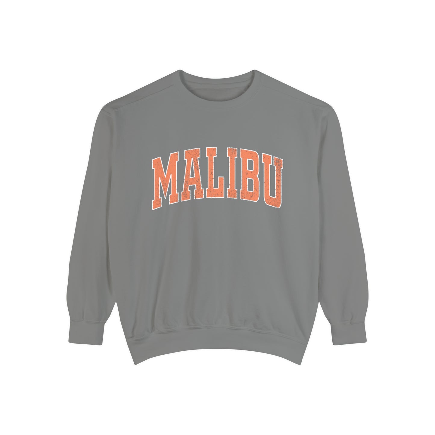 Malibu Crew Sweatshirt - Distressed Orange Logo - Comfort Colors