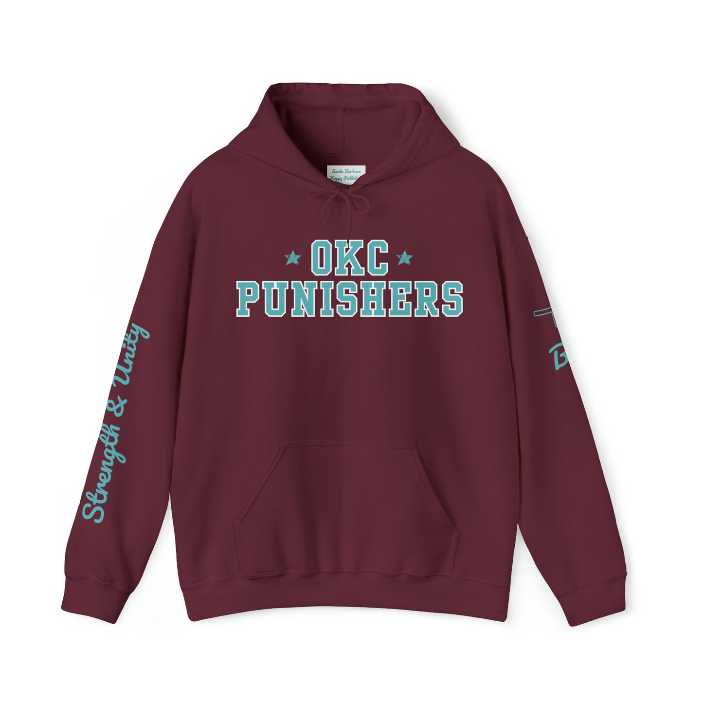 OKC Punishers Hoodie w/ Stars Turquoise Letters - add name sleeve or back