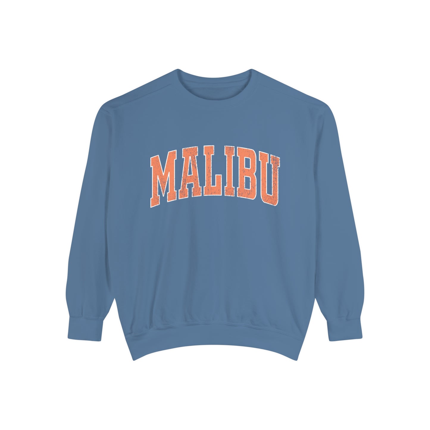 Malibu Crew Sweatshirt - Distressed Orange Logo - Comfort Colors