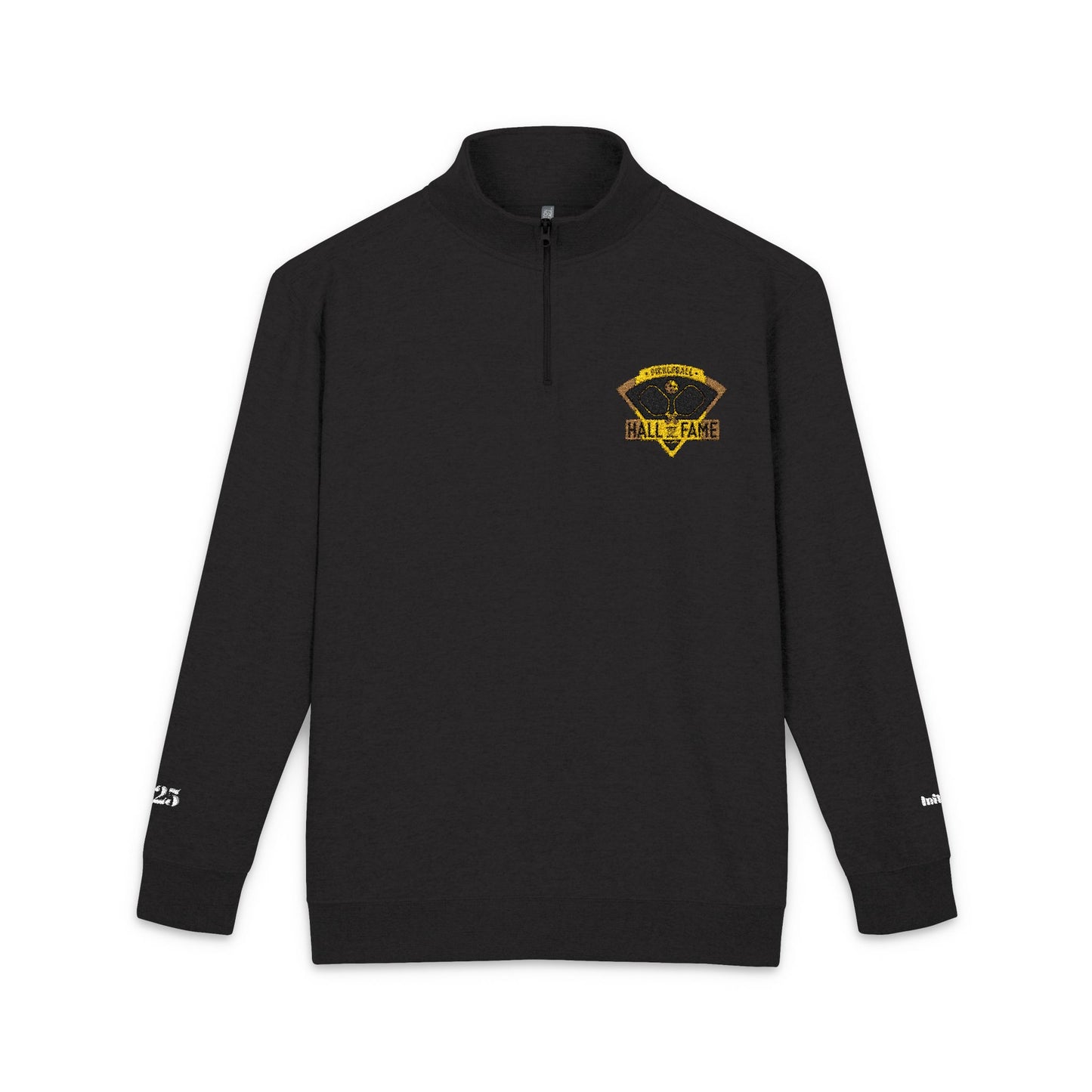 Pickleball Hall of Fame - embroidered 1/4 zip sweatshirt, Unisex Fleece- personalize cuffs