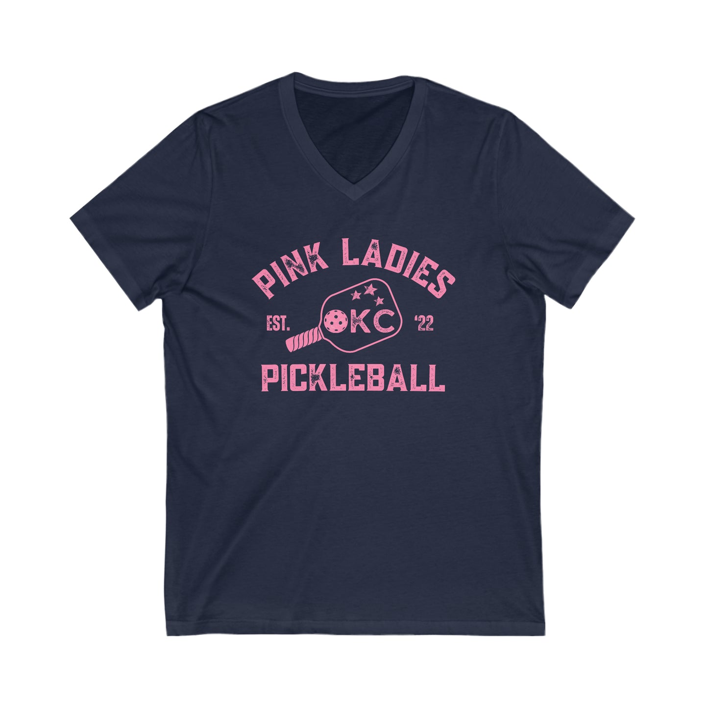 Pink Ladlies Pickleball - Unisex Jersey Short Sleeve V-Neck Tee