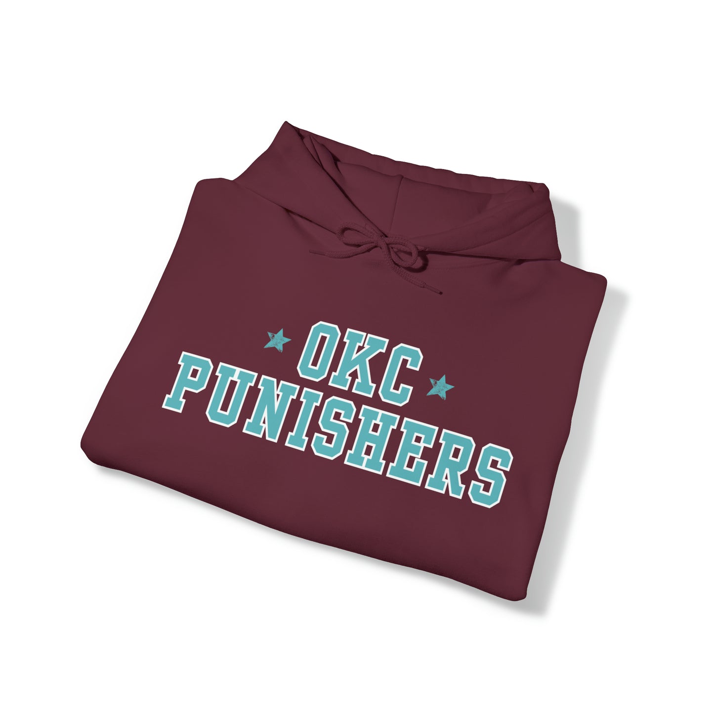 OKC Punishers Hoodie w/ Stars Turquoise Letters - add name sleeve or back