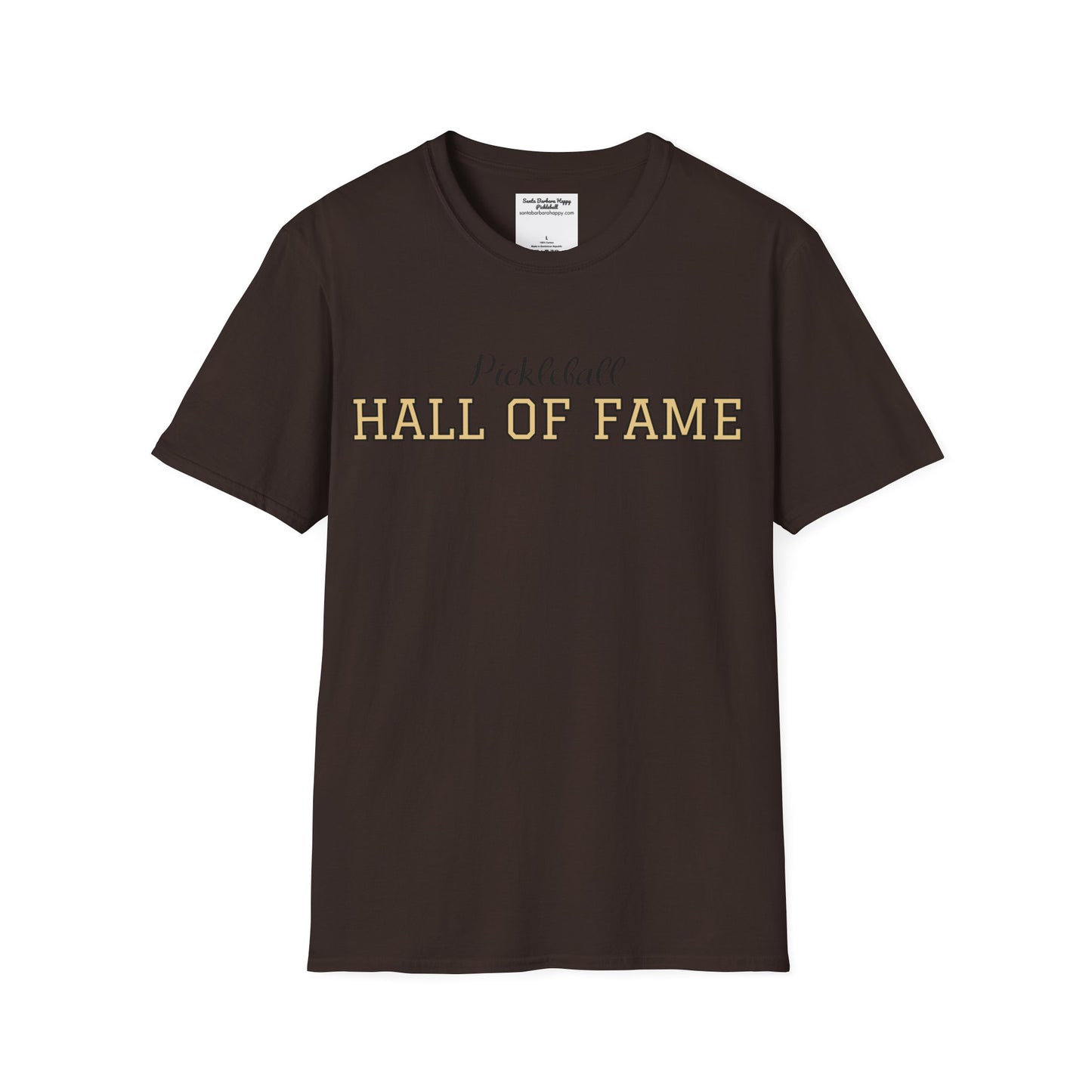 Pickleball Hall of Fame - Unisex Softstyle T-Shirt (customize with Hall of Fame name, or leave blank )