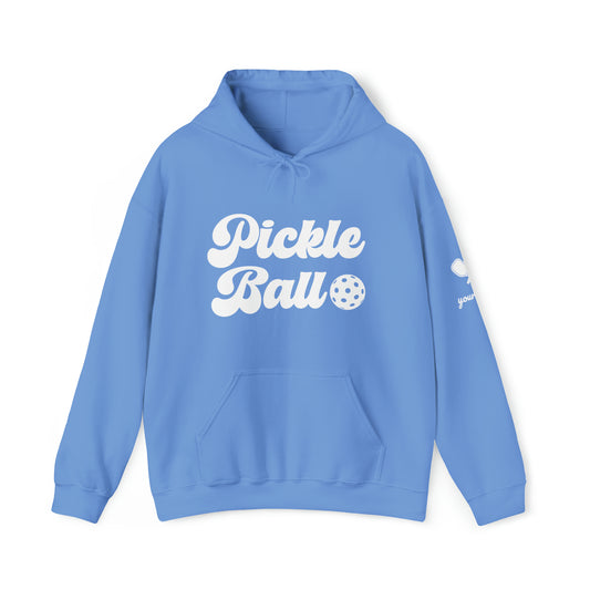 Retro Pickleball  Hoodie - customize sleeves & back, add in notes