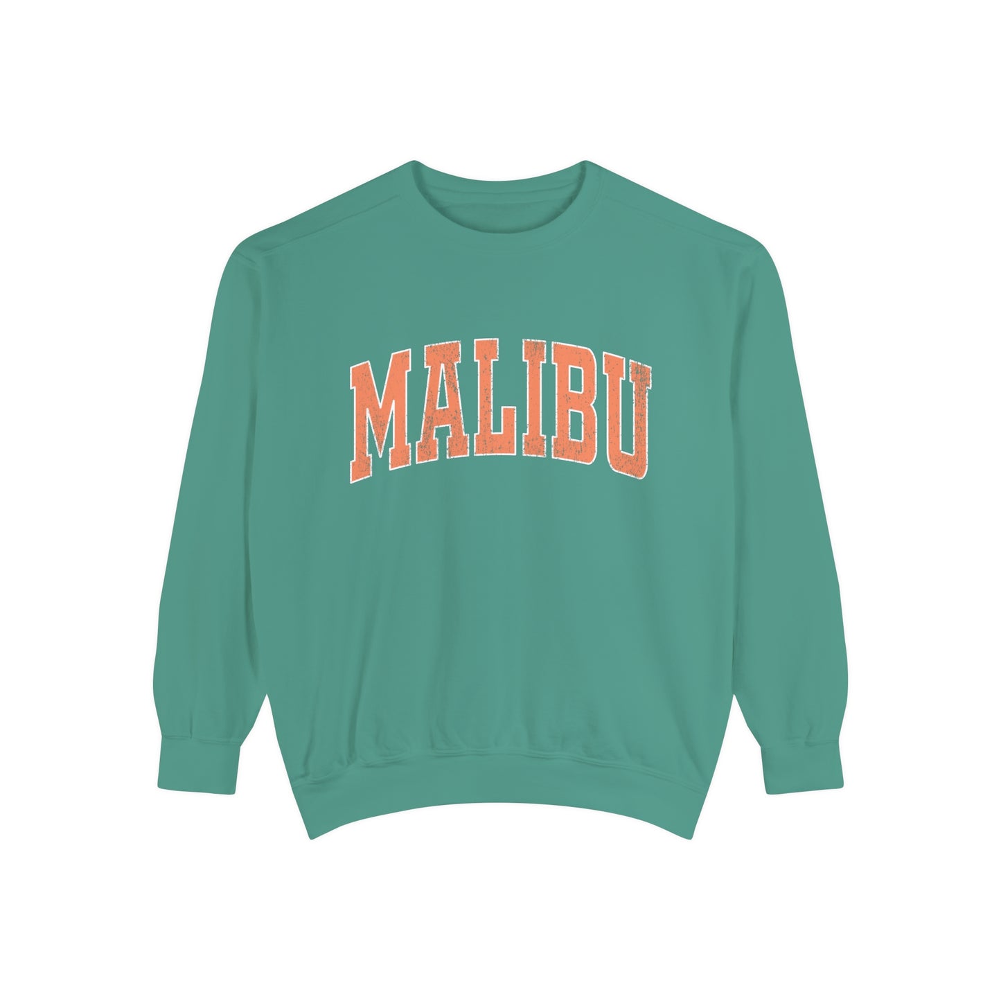 Malibu Crew Sweatshirt - Distressed Orange Logo - Comfort Colors