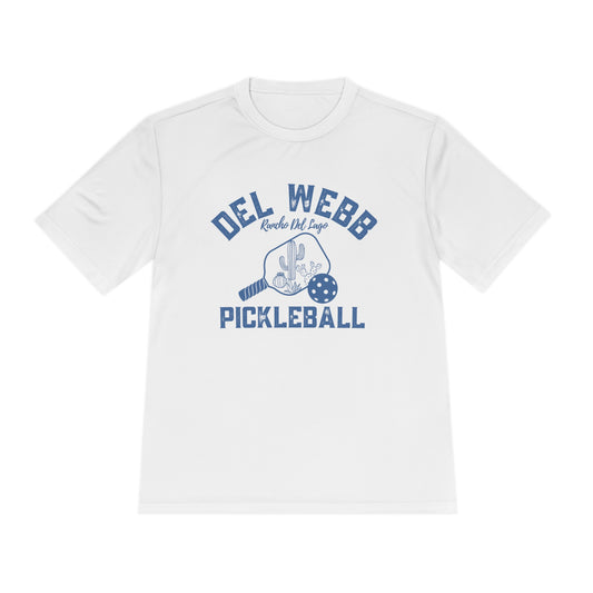 Del Webb Pickleball - Fuller Cut, Unisex Moisture Wicking Tee, SPF 40 - can customize back