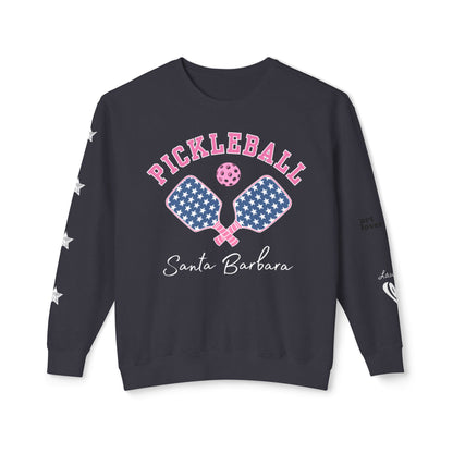 Pickleball Stars Sweatshirt, Unisex Lightweight Crewneck, Garment Dyed