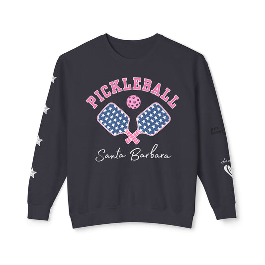 Pickleball Stars Sweatshirt, Unisex Lightweight Crewneck, Garment Dyed