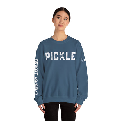 PICKLE w/ Denver Iconics in script - custom Crew  - personalize sleeve and or back