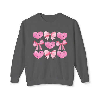 Pickleball hearts & Bows - Unisex Lightweight Garment dyed  Crew