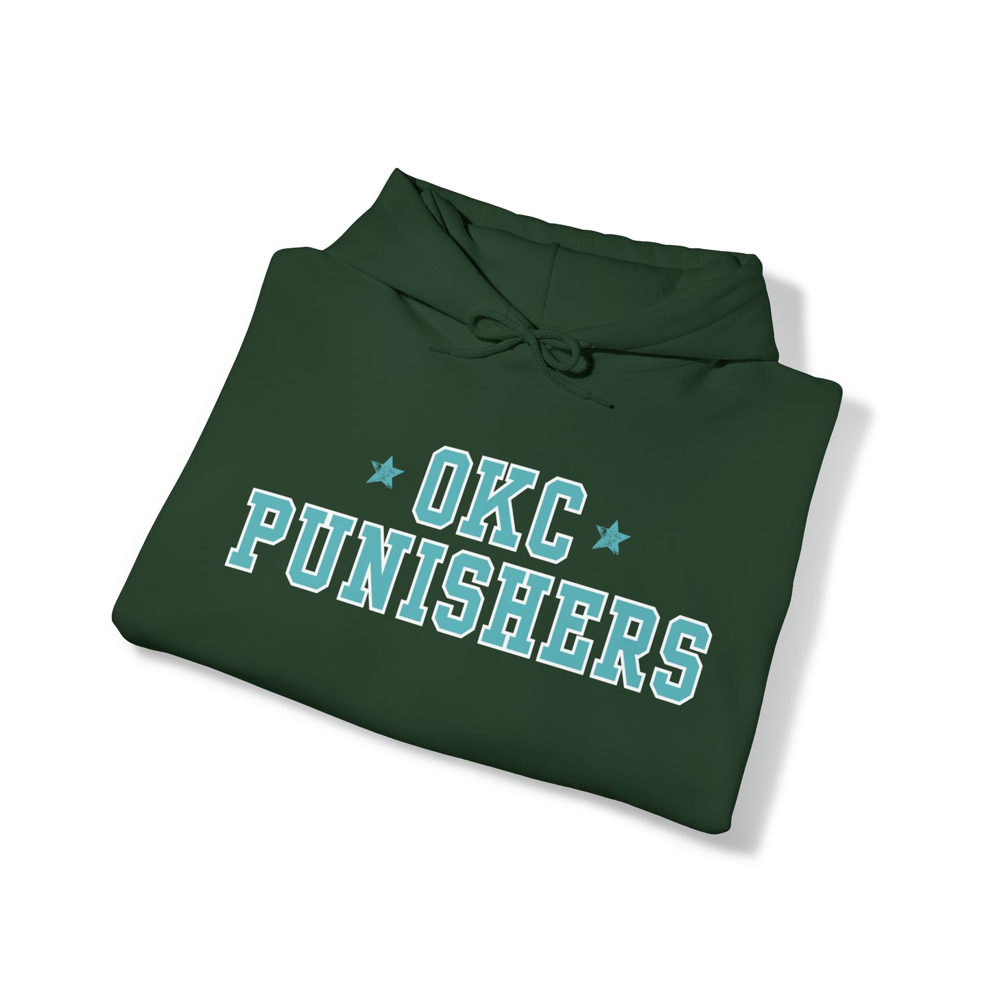 OKC Punishers Hoodie w/ Stars Turquoise Letters - add name sleeve or back